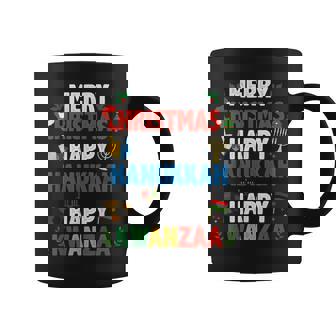 Merry Christmas Happy Hanukkah Happy Kwanzaa Jewish Coffee Mug | Mazezy