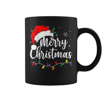 Merry Christmas Lights Red Santa Hat Xmas Family Women Coffee Mug - Thegiftio UK
