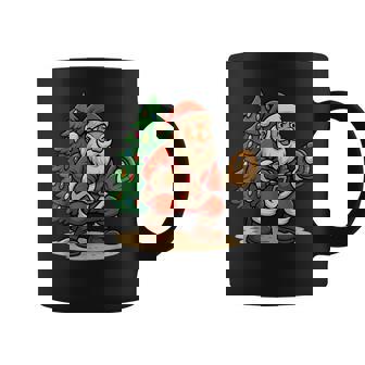 Merry Christmas Lights Santa Claus Playing Baseball Catcher Coffee Mug | Mazezy