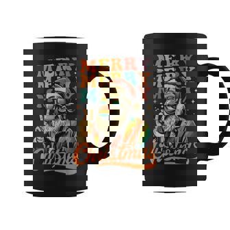 Merry Christmas Retro Holiday Vibes Santa Peace Sign Groovy Coffee Mug - Monsterry