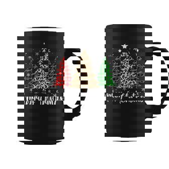 Merry Christmas Tree Leopard Buffalo Plaid Family Xmas Pj Coffee Mug - Monsterry
