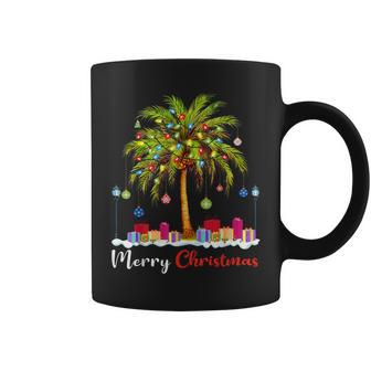 Merry Christmas Xmas Palm Tree Light Hawaiian Tropical Coffee Mug - Monsterry
