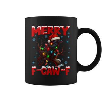 Merry F-Caw-F Christmas Black Crow Black Bird Meme Coffee Mug - Thegiftio UK