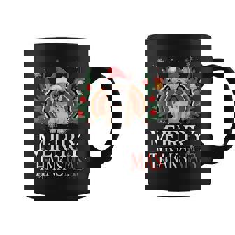 Merry Thanksmas Santa French Bulldog Thanksgiving Xmas Coffee Mug | Seseable FR