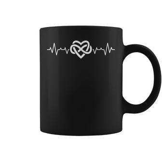Minimalist Heartbeat Infinity Polyamory Symbol Coffee Mug - Monsterry