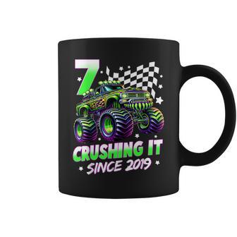 Monster Truck 7 Year Old Boys 7Th Birthday Party Born 2019 Coffee Mug - Thegiftio UK