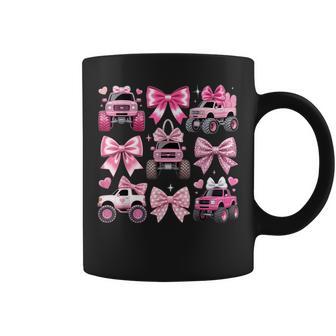 Monster Truck Girl Coquette Bow Pink Monster Truck Coffee Mug - Thegiftio UK
