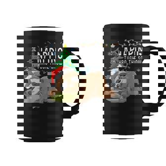 Napping Through The Snow Sloth Christmas Tree Lights Santa Coffee Mug | Mazezy