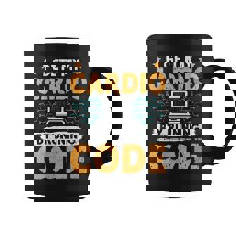 Nerd I GET My Cardio By Running Code Coder Coffee Mug | Mazezy
