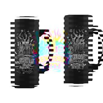 New York City Rainbow Tattoo Art Retro NYC Aesthetic Coffee Mug | Mazezy
