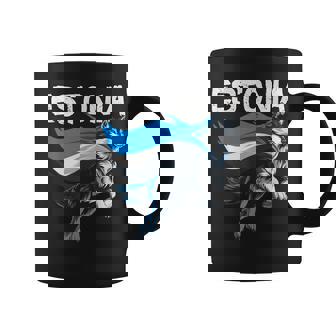 Nice Estonia Wolf Look In Estonian Colors Coffee Mug | Mazezy