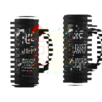 Nice Naughty Insufficient Evidence Fun Christmas List Santa Coffee Mug | Mazezy
