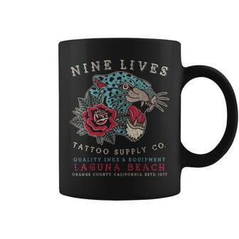 Nine Lives Tattoo Supply Co Old School Panther Laguna Beach Coffee Mug - Thegiftio