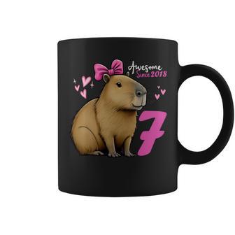 Niños 7 Años De Edad Capibara Cumpleaños Para Niñas 7Th Capybara Manga Larga Taza de café - Regaloses