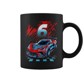 Niños Coche De Carreras De 6 Años Para Fiesta De Cumpleaños 6 Taza de café - Regaloses