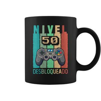 Nivel 50 Desbloqueado Gamer 50 Años 1975 50 Cumpleaños Cuello Taza de café - Regaloses