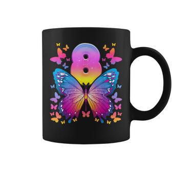 Octavo Cumpleaños Niña 8 Años Mariposa Número 8 Taza de café - Regaloses