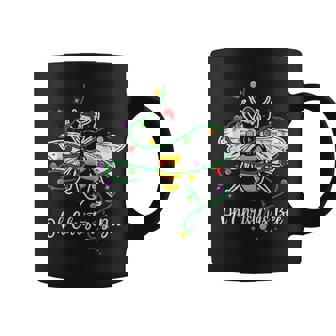 Oh Christmas Bee Wears Santa Hat Xmas Lights Coffee Mug - Monsterry