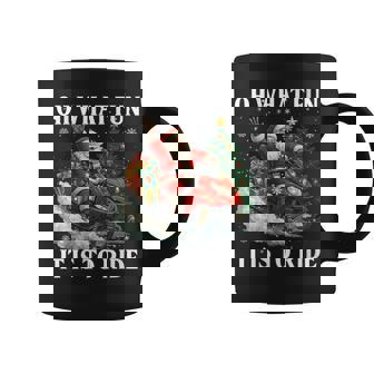 Oh What Fun It Is To Ride Santa Snowmobile Christmas Coffee Mug | Mazezy