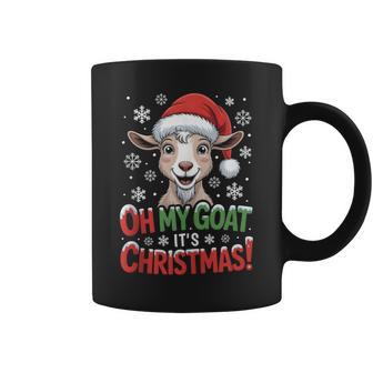 Oh My Goat It's Christmas Cartoon Farm Animal Outfit Xmas Tank Top Graphic Print Coffee Mug - Monsterry