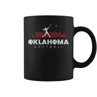 Oklahoma Softball Vintage Player Minimalist Skyline Retro Coffee Mug | Mazezy
