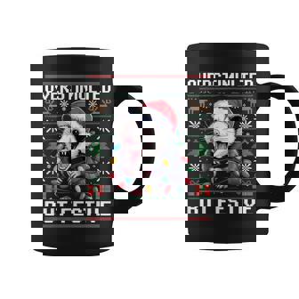 Overstimulated But Festive Possum Christmas Ugly Xmas Pajama Coffee Mug | Mazezy
