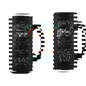 Overstimulated But Festive Possum Ugly Christmas Coffee Mug - Monsterry