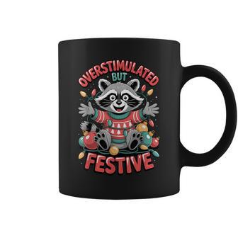 Overstimulated But Festive Raccoon Holiday Lights Coffee Mug - Thegiftio UK