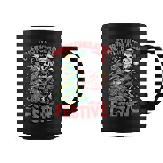 Overstimulated But Festive Skeleton Christmas Tree Coffee Mug - Thegiftio