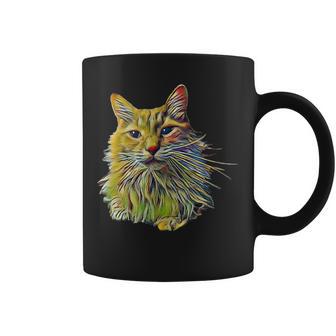 Painted Cat Art Siberian Cat Long Haired Cat Tank Top Coffee Mug | Mazezy