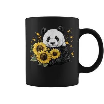 Panda Bear With Sunflowers Panda Bear Coffee Mug - Monsterry