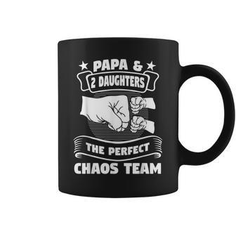 Papa Et 2 Filles Le Parfait Grand-Père De L'équipe Du Chaos Tasse - Cadeauxyz