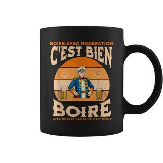Papy Capitaine Bateau Ancre Apéro Bière Humour Grand-Père Tasse - Cadeauxyz