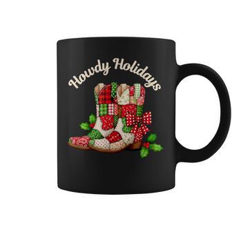 Patchwork Christmas Cowgirl Cowboy Boots Howdy Holidays Coffee Mug - Thegiftio UK