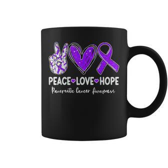Peace Love Hope Pancreatic Cancer Awareness Ribbon Purple Coffee Mug - Thegiftio UK