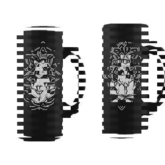 Peaceful Cat Lotus Flower Yoga Meditation Tee Coffee Mug | Mazezy