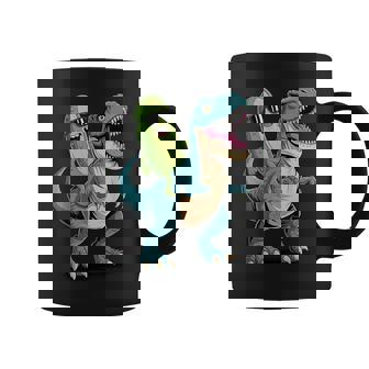 Pickle Riding A Dinosaur T-Rex Coffee Mug - Monsterry