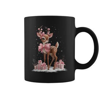 Pink Reindeer Coquette Bow Christmas Xmas Pajamas Girl Women Coffee Mug - Thegiftio UK