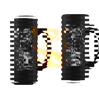 Pitbull Howling To The Moon Vintage Forest 90S Style Coffee Mug - Thegiftio