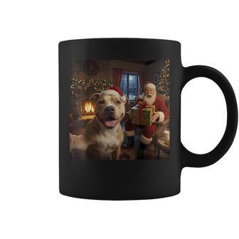 Pitbull Selfie With Santa Claus Christmas Meme Coffee Mug - Thegiftio UK