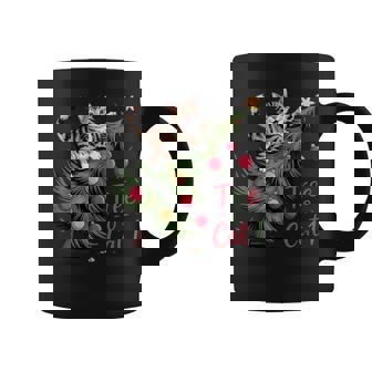 Playful Cat 1 Tree 0 Holiday Christmas Coffee Mug | Mazezy