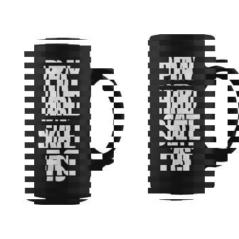 Pray Hard Skate Fast Christian Skating Coffee Mug | Mazezy