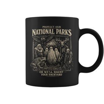 Protect Our National Parks Bigfoot Cryptids Folklore Coffee Mug - Monsterry