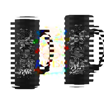 Proud Autism Mom Afro Hair Colorful Puzzle Awareness Coffee Mug | Seseable FR