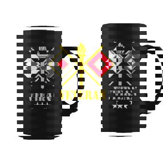 Proud USA Signal Corps Military Veteran Vintage Flag Tank Top Coffee Mug | Mazezy