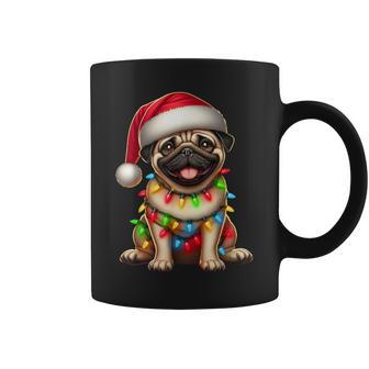 Pug Dog Christmas Tree Lights Santa Xmas Pajama Dog Lover Coffee Mug - Monsterry