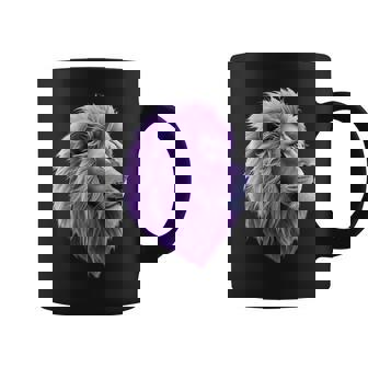 Purple Lion FACE Head Lavender Lions Lilac Colour Coffee Mug | Mazezy