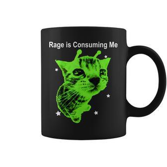 Rage Is Consuming Me Alien Cat Silly Staring Cat Meme Coffee Mug - Thegiftio