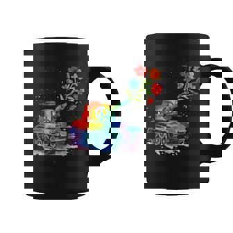 Rainbow Tank Shooting Flowers Peace Art Coffee Mug | Mazezy