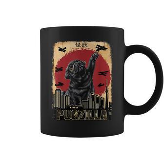 Rare Japanese Kaiju Pugzilla Black Pug Coffee Mug - Monsterry